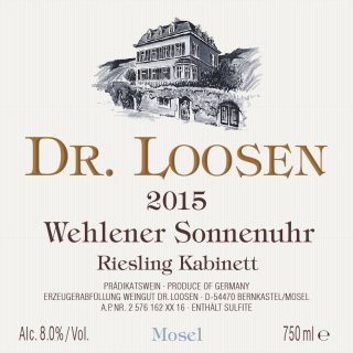 2015 Dr. Loosen Wehlener Sonnenuhr Reisling Kabinett