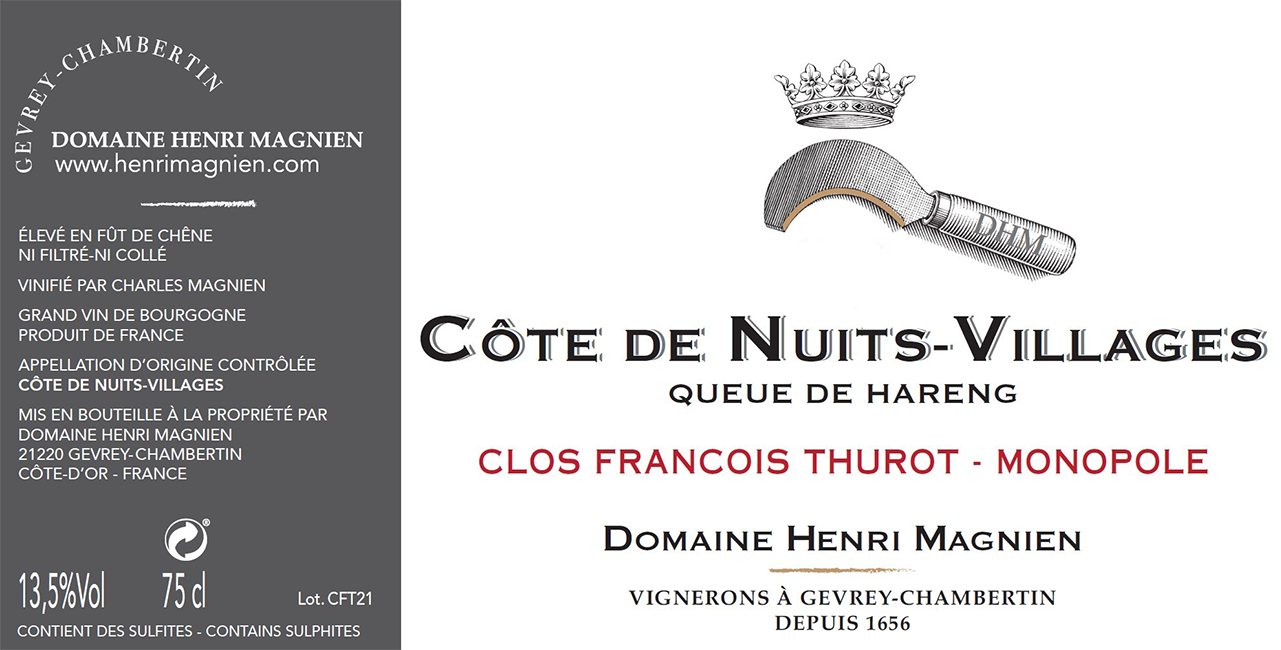 Henri Magnien Côte de Nuits Villages Clos François Thurot Monopole 2022 1.5L