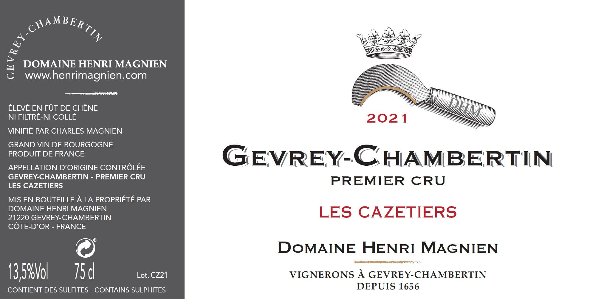 Henri Magnien Gevrey-Chambertin 1er Cru Cazetiers 2021