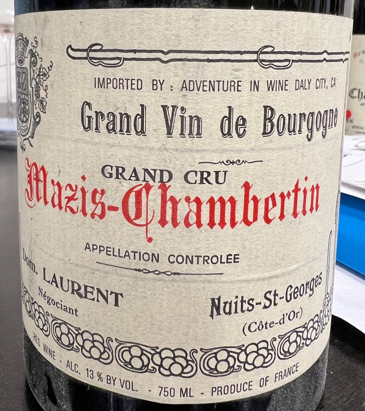 Laurent Mazis-Chambertin Grand Cru "Cuvee B" 1995