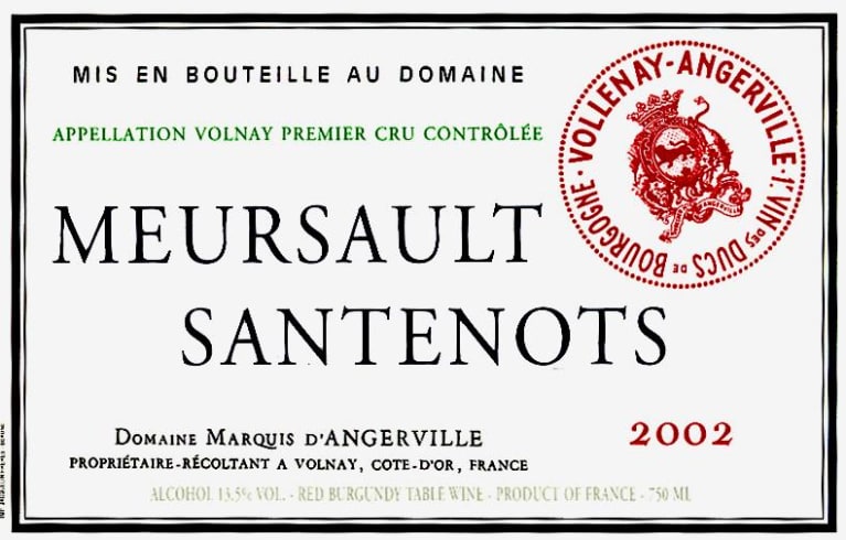 Domaine d'Angerville Meursault 1er Cru "Santenots" 2002