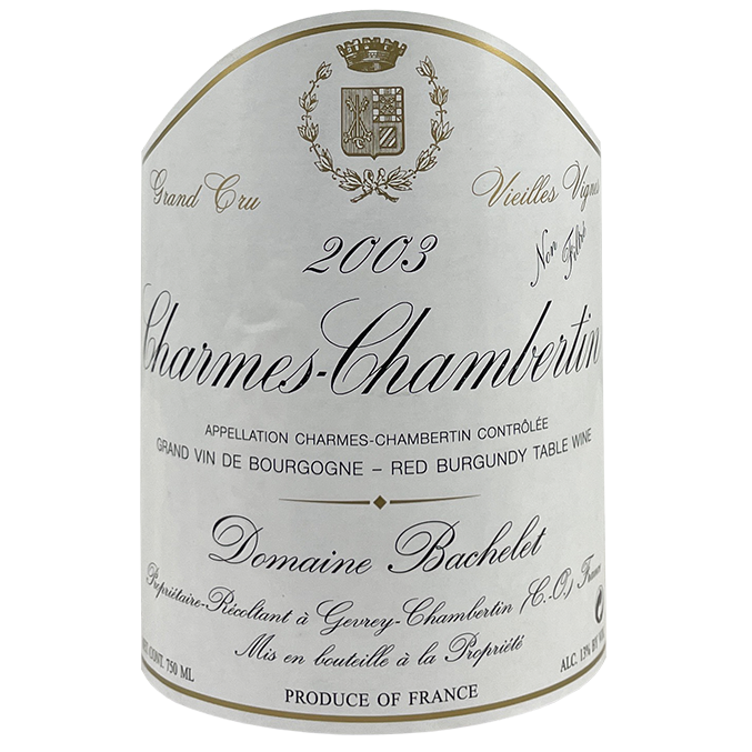 Bachelet Charmes-Chambertin Grand Cru Vieilles Vignes 2001 bottle - Vins Rare