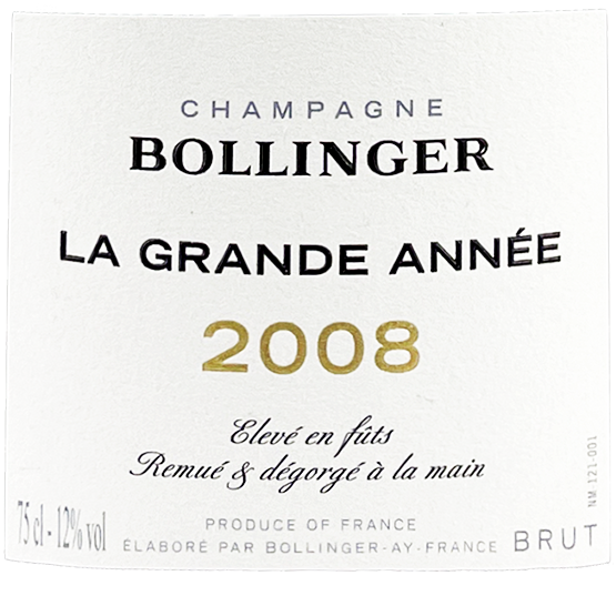 Bollinger Champagne La Grande Année 2008