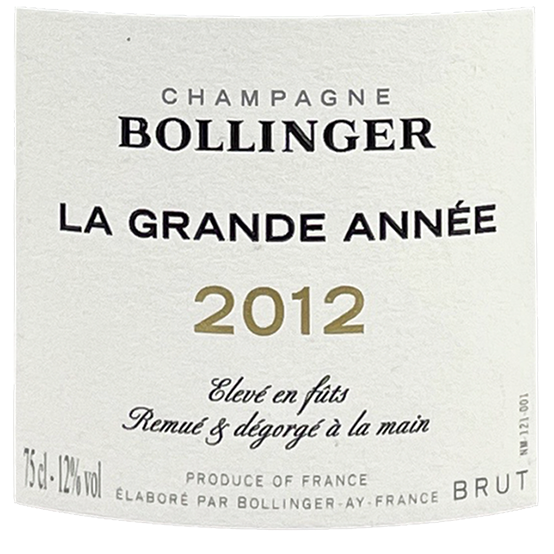 Bollinger Champagne La Grande Annee 2012