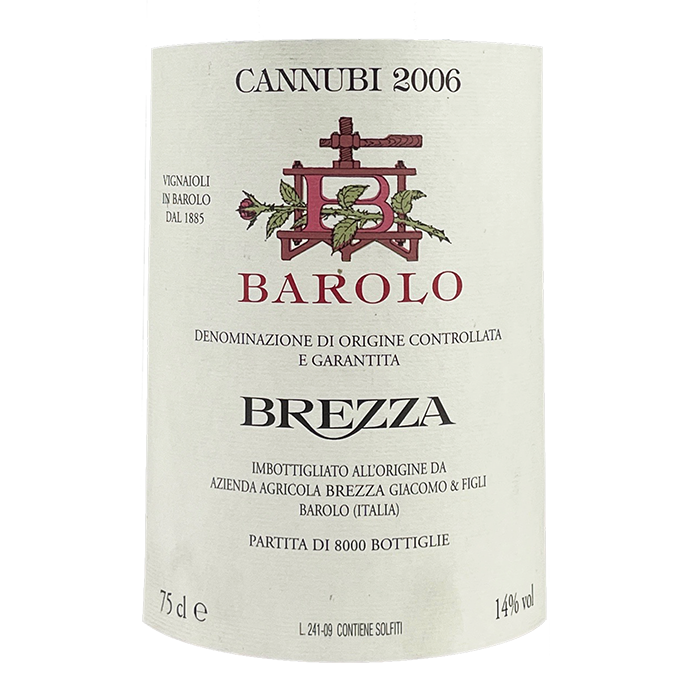 Brezza Barolo "Cannubi" 2006 bottle - Vins Rare