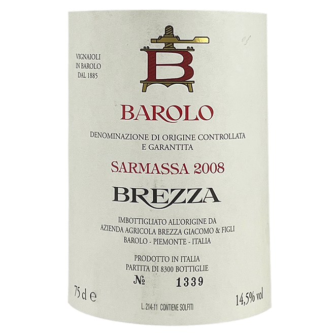 Brezza Barolo "Sarmassa" 2007 bottle - Vins Rare