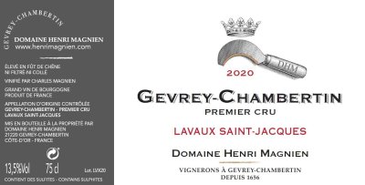 2020 Henri Magnien Gevrey Chambertin 1er Lavaux St Jacques