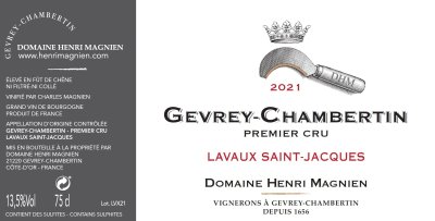 2021 Henri Magnien Gevrey Chambertin 1er Lavaux St Jacques