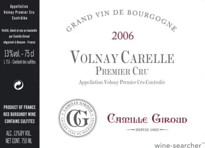 2002 Camille Giroud Volnay 1er Carelles