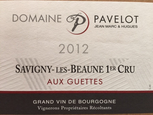 Jean-Marc et Hugues Pavelot Savigny-les-Beaune 1er Cru "Guettes" 2012