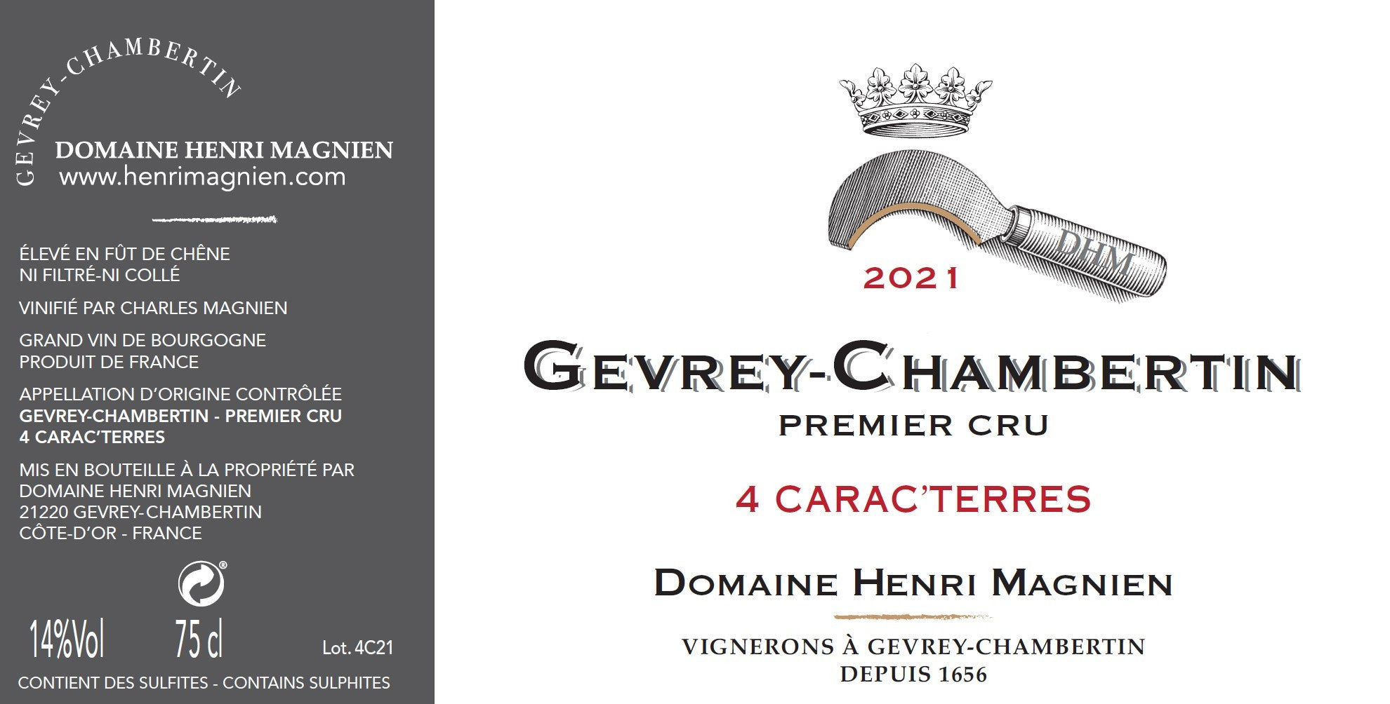 Henri Magnien Gevrey-Chambertin 1er Cru “4 Carac’Terres” 2021