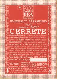 Paolo Bea Sagrantino Secco di Montefalco "Vigneto Cerrete" 2015