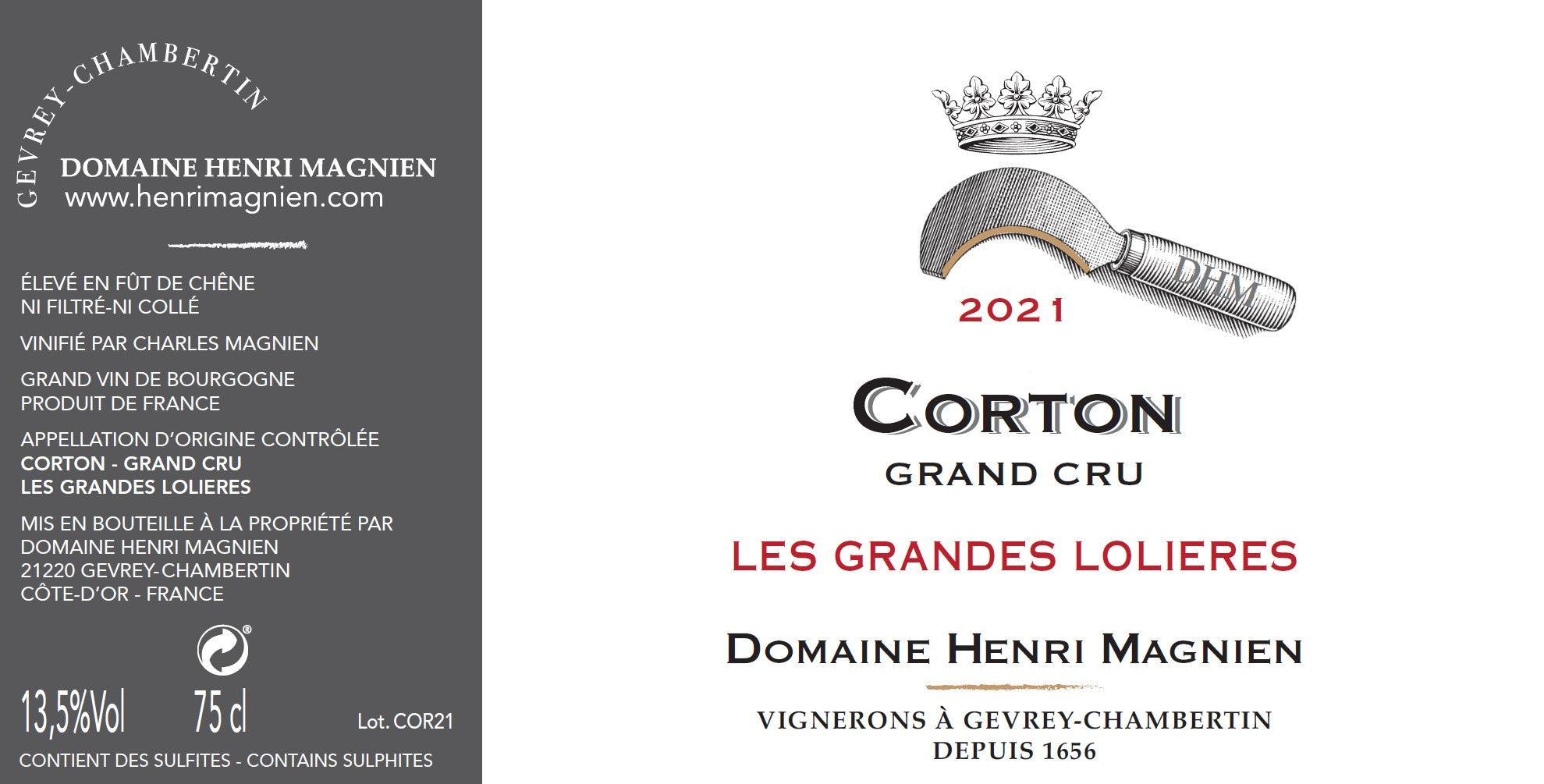 Henri Magnien Corton Grand Cru Les Grandes Loileres 2023 3.0L