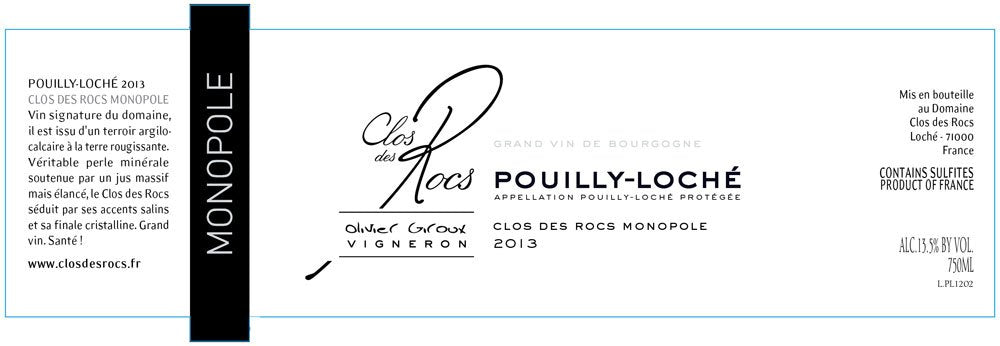 Clos des Rocs Pouilly-Loche "Clos des Rocs" Monopole 2015