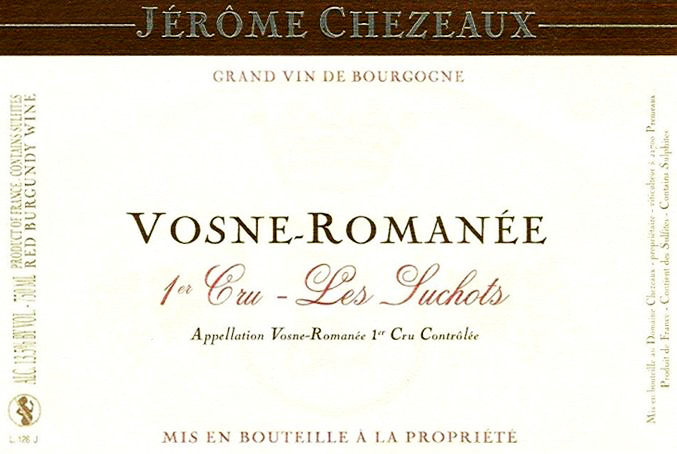 Jerome Chezeaux Vosne-Romanee 1er Cru "Les Suchots" 2020