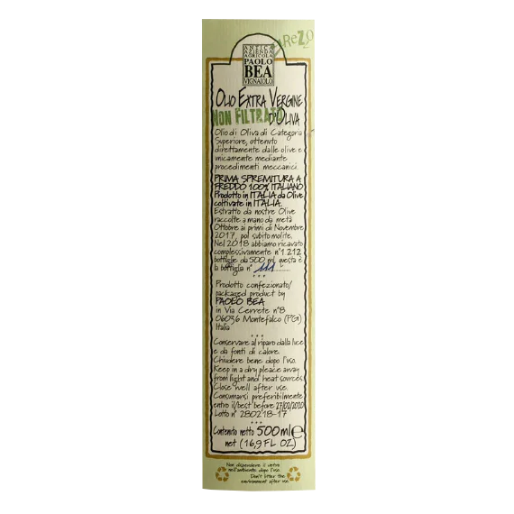 Paolo Bea Grezzo Olive Oil 500Ml 2025-26
