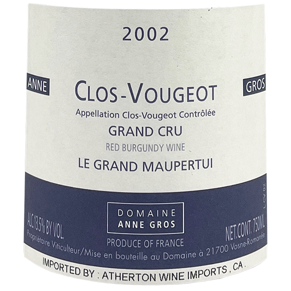 Anne Gros Clos de Vougeot Grand Cru "Les Grands Maupertuis" 2004 bottle - Vins Rare