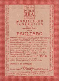 Paolo Bea "Pagliaro" Montefalco Sagrantino Secco 2017