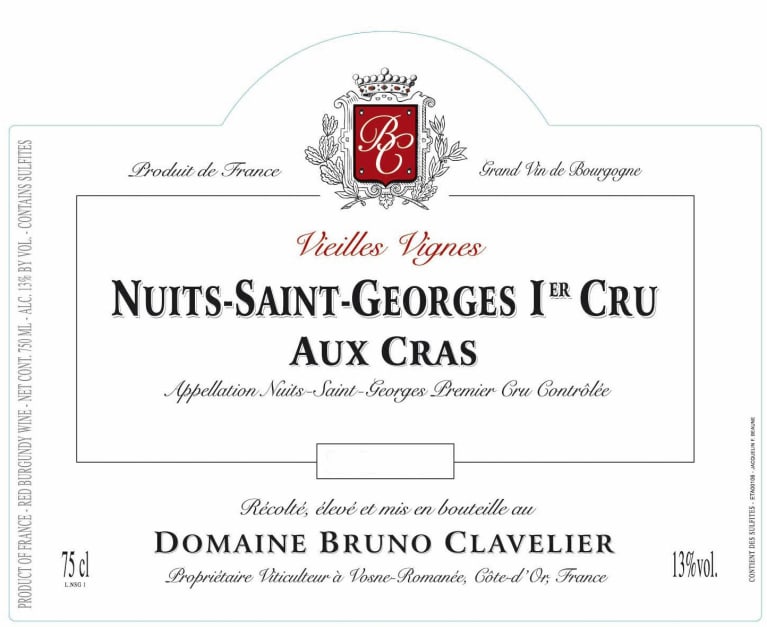 Bruno Clavelier Nuits-Saint-Georges 1er Cru "Aux Cras" 2014