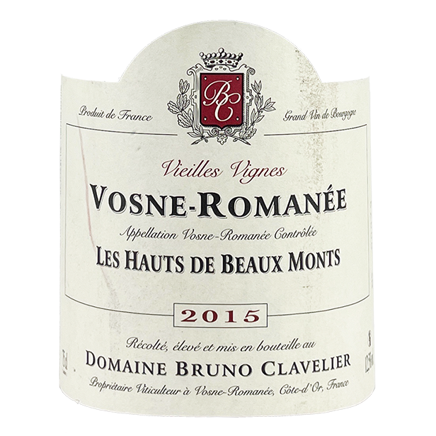 Bruno Clavelier Vosne-Romanee "Les Hauts de Beaux Monts" 2015 bottle - Vins Rare