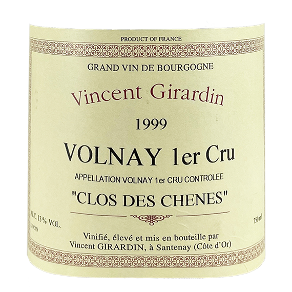 Vincent Girardin Volnay 1er Cru "Clos des Chenes" 1999 bottle - Vins Rare