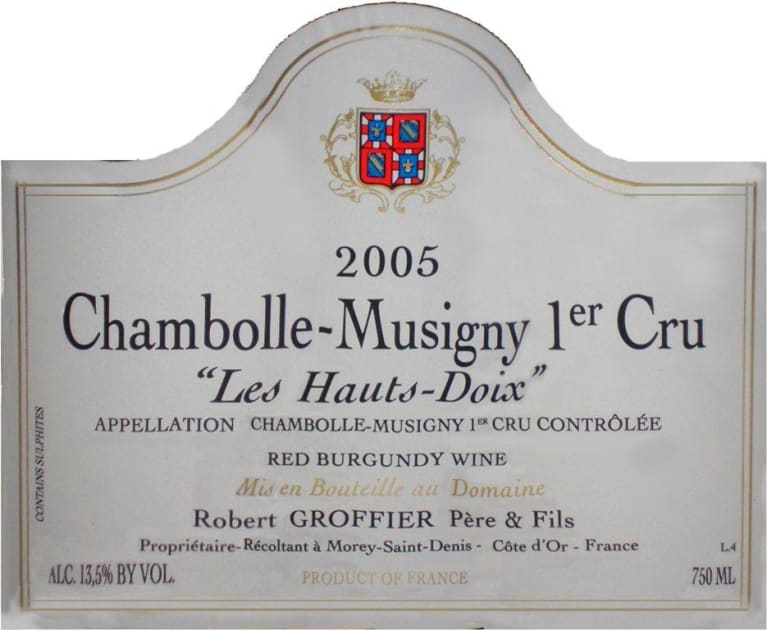 Robert Groffier Chambolle-Musigny 1er Cru "Hauts-Doix" 2002