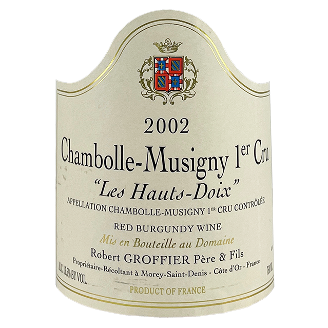 Robert Groffier Chambolle-Musigny 1er Cru "Hauts-Doix" 2018 bottle - Vins Rare