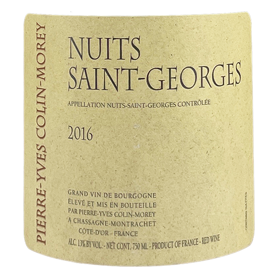 Pierre-Yves Colin-Morey Nuits-Saint-Georges 2016 bottle - Vins Rare