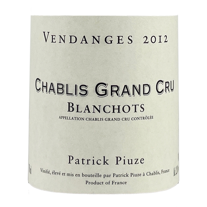 Patrick Piuze Chablis Grand Cru "Blanchots" 2012 bottle - Vins Rare