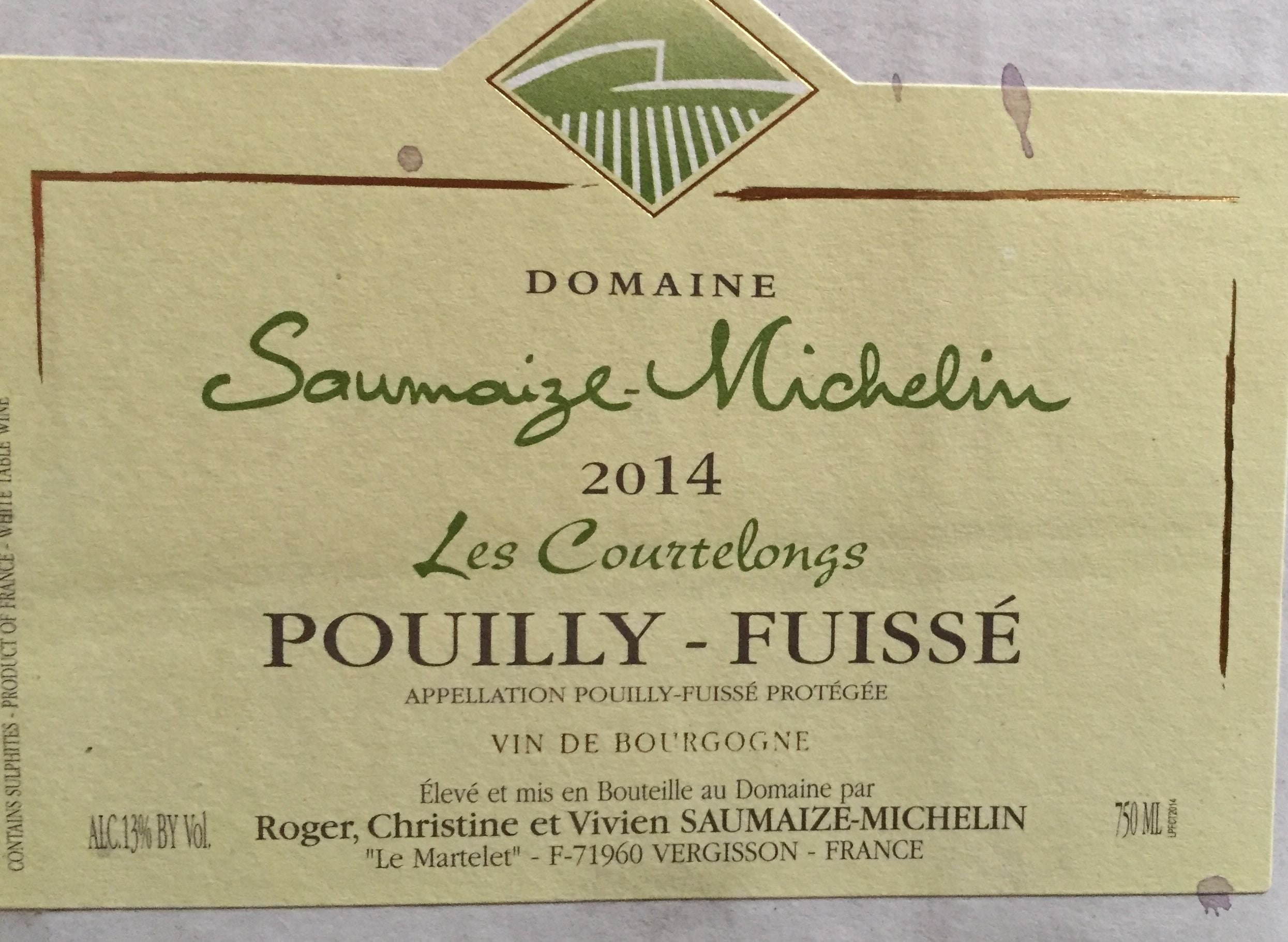 Saumaize-Michelin Pouilly-Fuisse "Les Courtelongs" 2018 1.5L