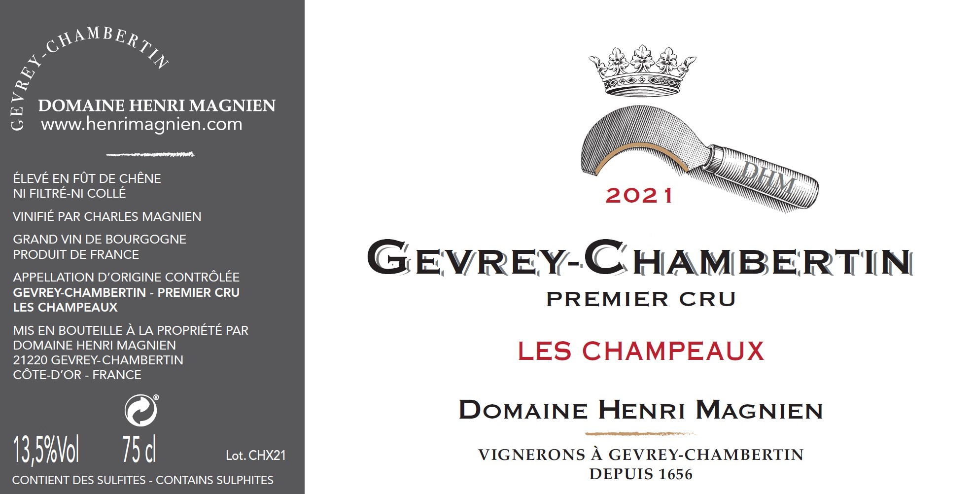 2021 Henri Magnien Gevrey Chambertin 1er Champeaux