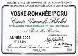 2009 Domaine de La Romanee Conti Vosne Romanee 1er Cuvee Duvault Blochet