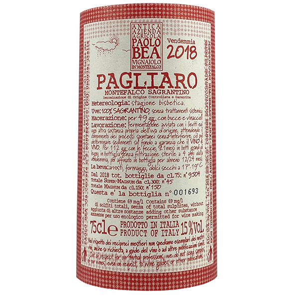 2018 Paolo Bea "Pagliaro" Montefalco Sagrantino Secco