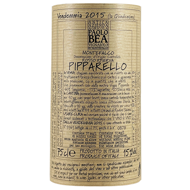 2015 Paolo Bea Pipparello Montefalco Rosso Riserva