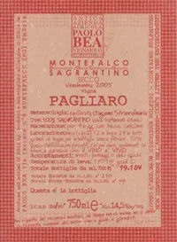 2018 Paolo Bea "Pagliaro" Montefalco Sagrantino Secco